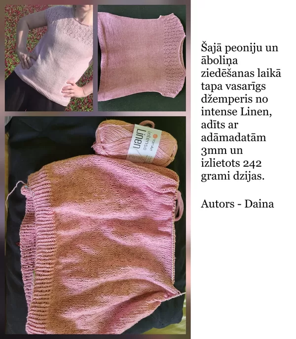1. Dainas peoniju ziedēšanas laika džemperis